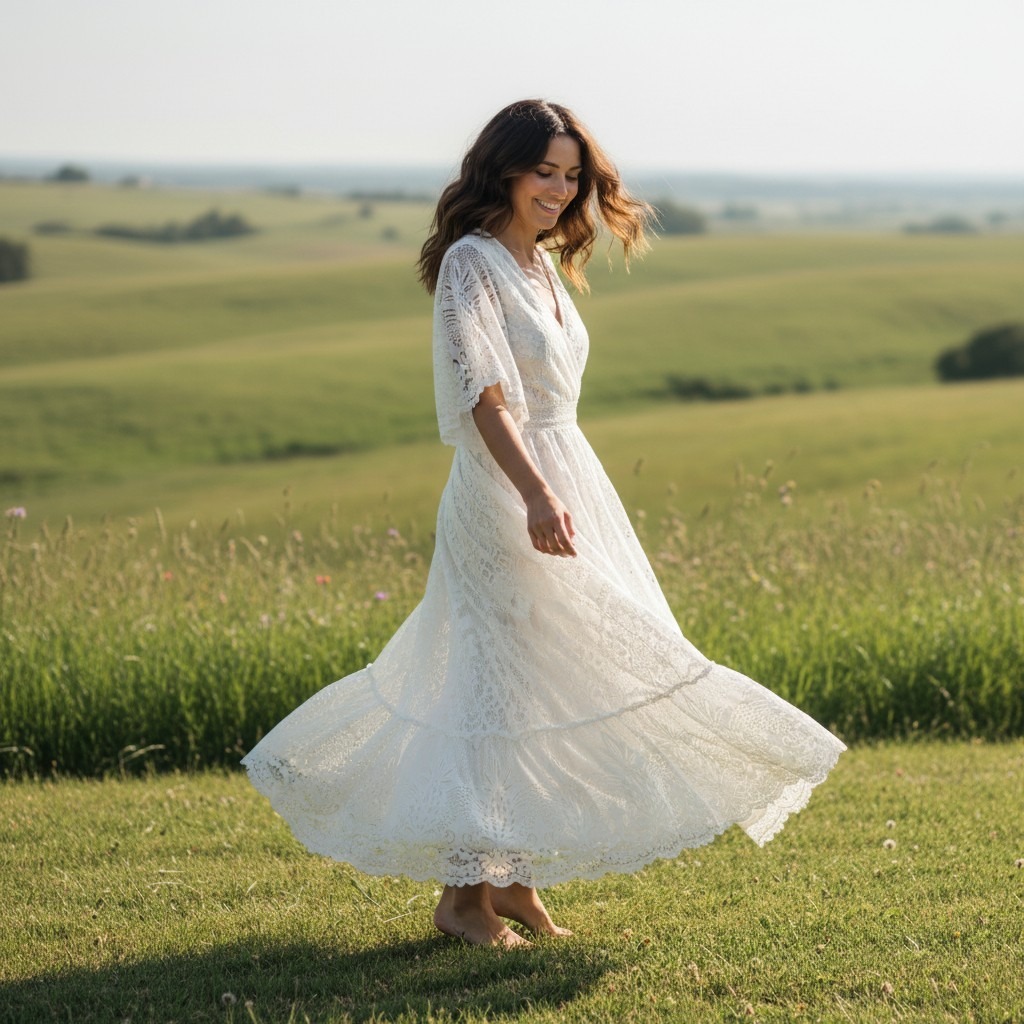 Farm Rio Ivory Crochet Maxi Dress